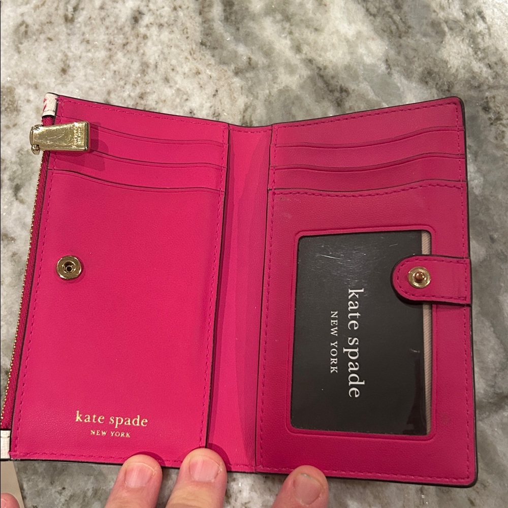 Kate Spade Cream and Pink Pineapple mini wallet change purse like new so cute - Picture 2 of 5